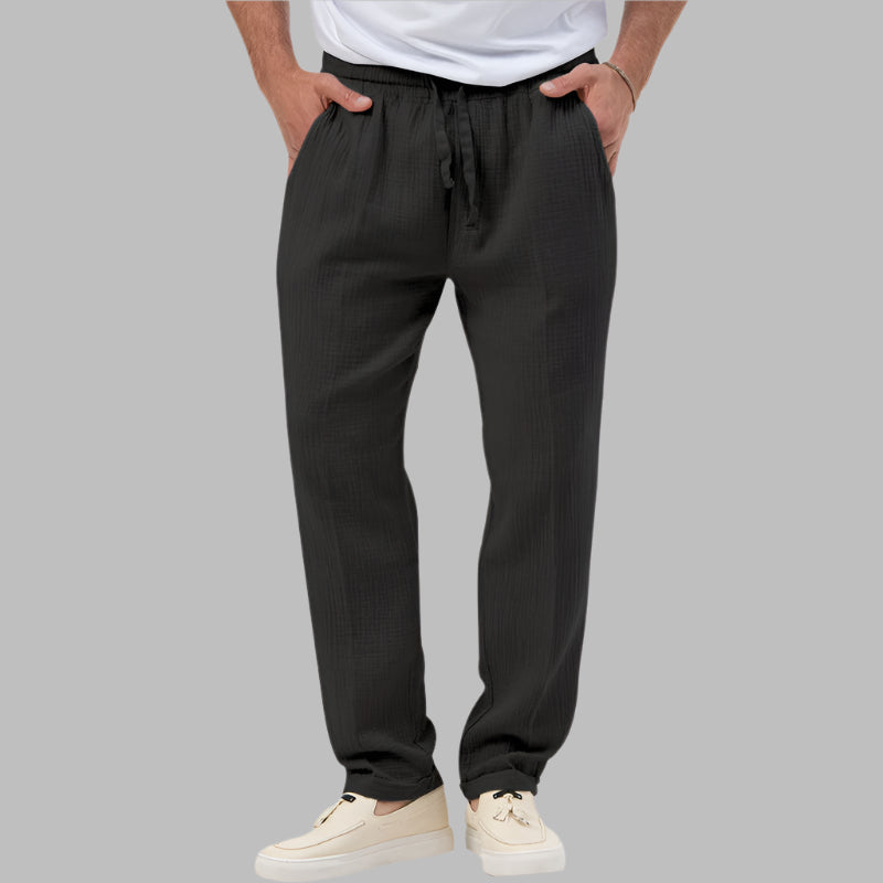 Summer Men's Breathable Solid Color Trousers Plus Size Loose Casual Pants