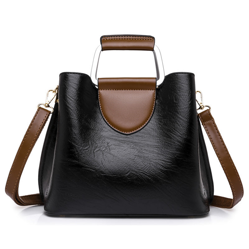 Large Capacity Totes Middle-aged High-grade Soft Leather Shoulder