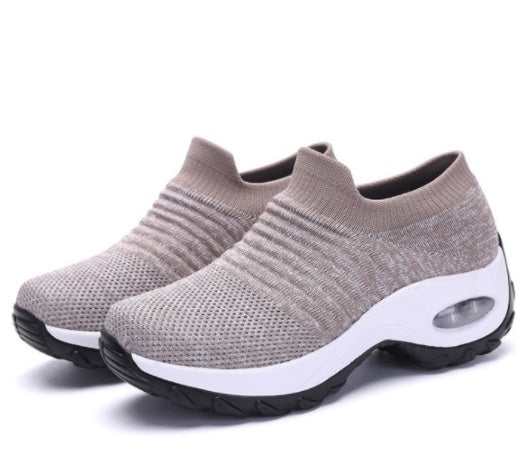 Wedge heel plus size knitted air cushion shoes