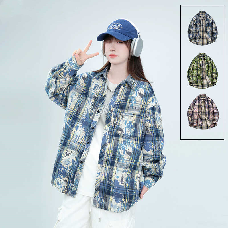 Embroidered Tie-dyed Long-sleeved Shirt Men's And Women's Coats