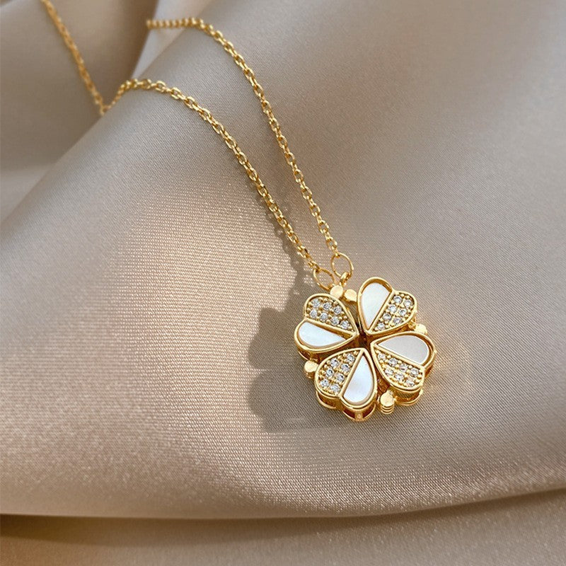 Luxury Four Leaf Clover/Hearts Pendant Necklace - Check video
