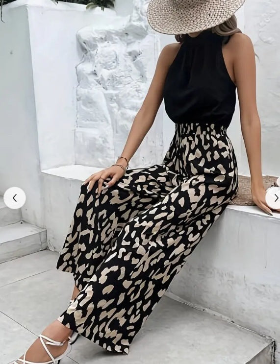 Women's Printed Casual Elastic Loose Straight-leg Pants