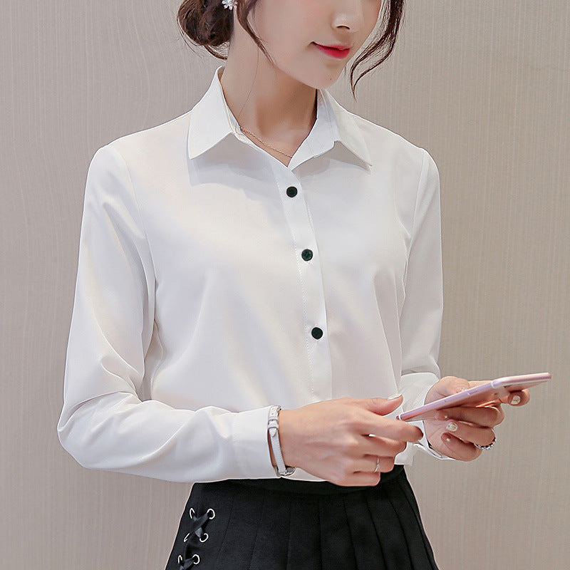 Slim-fit wild large size base shirt long-sleeved casual chiffon shirt