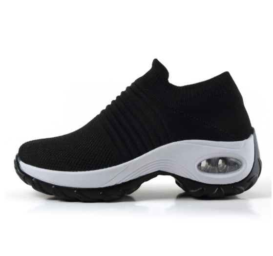 Wedge heel plus size knitted air cushion shoes