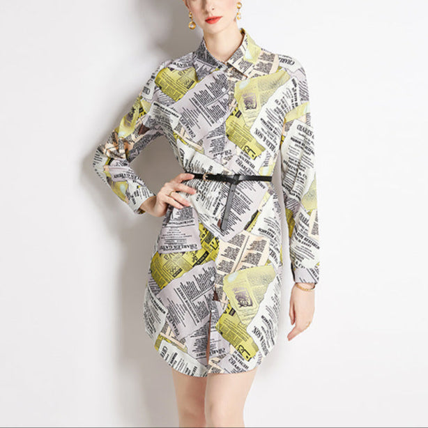 Top Lapel Shirt Printed Long