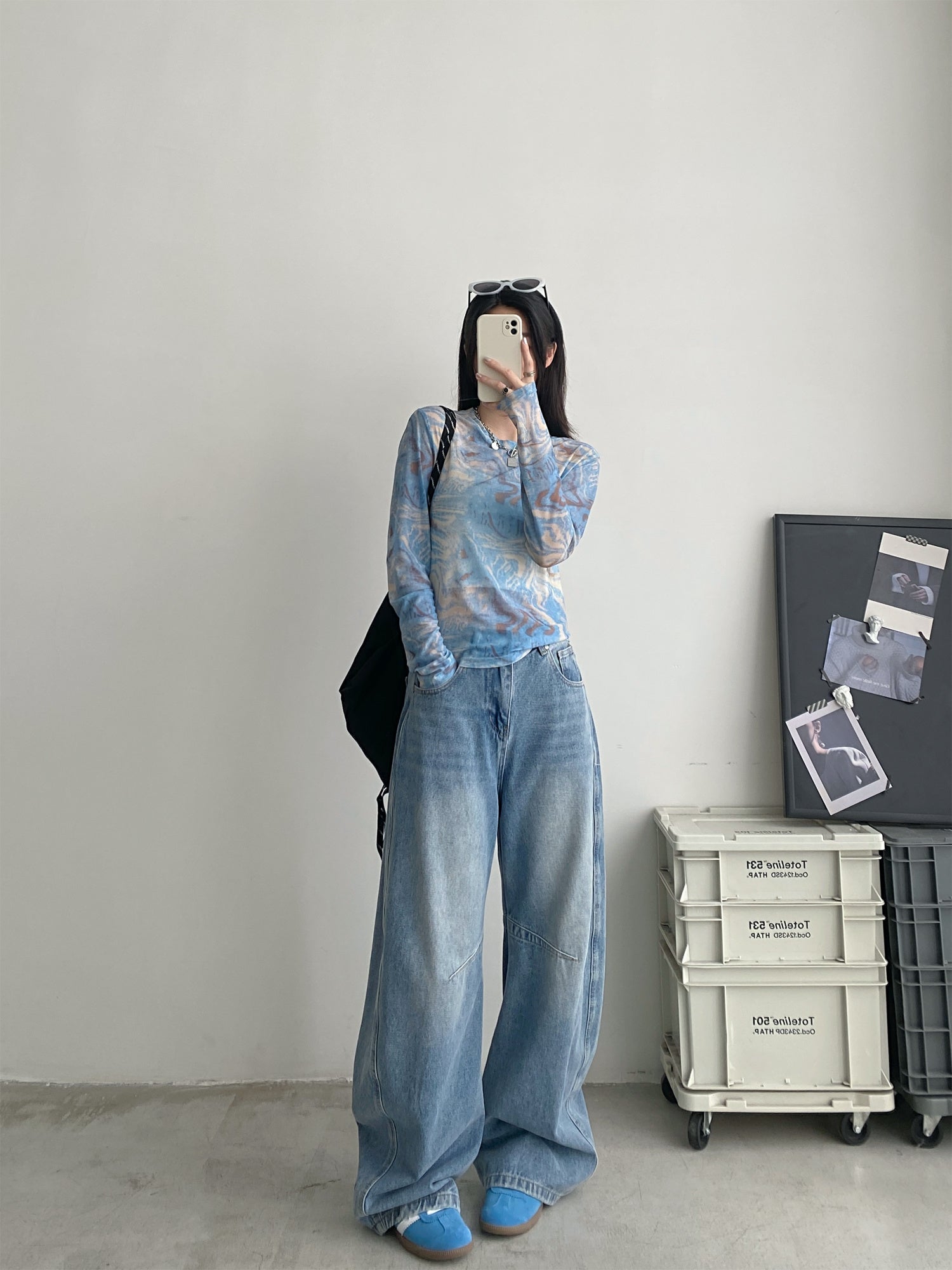 Retro Straight White Jeans Women's Loose Wide-leg Pants