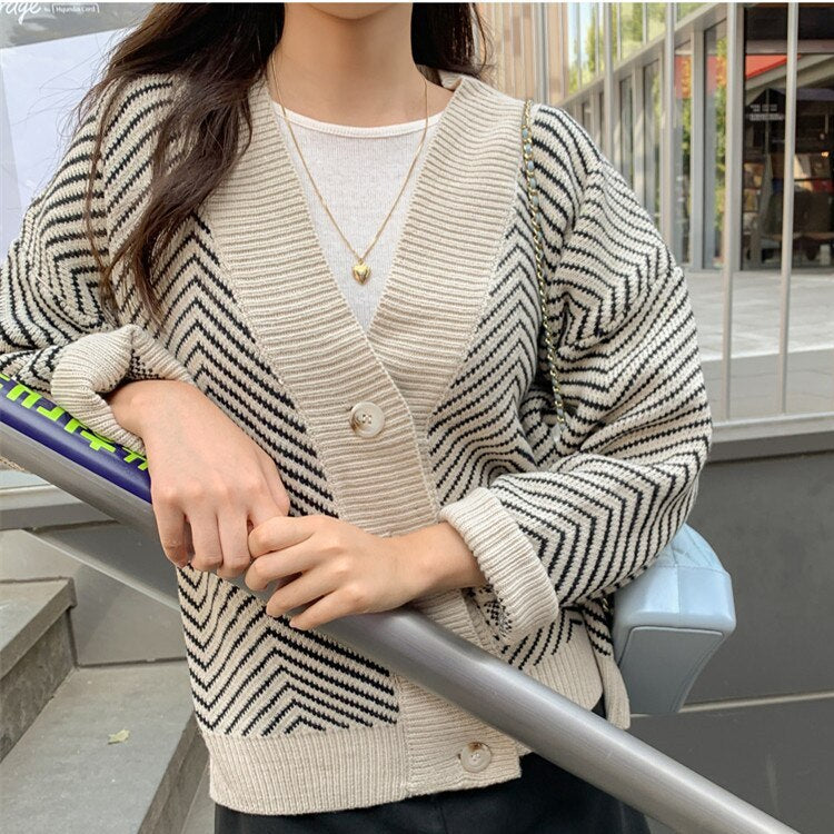 Striped cardigan sweater
