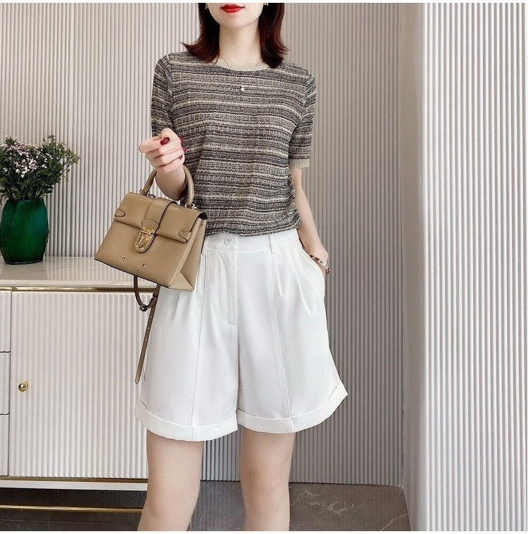 Women's Round Neck Ice Silk Knitwear