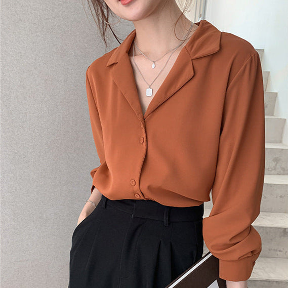 Korean Chiffon Shirt Lady Temperament Design Niche