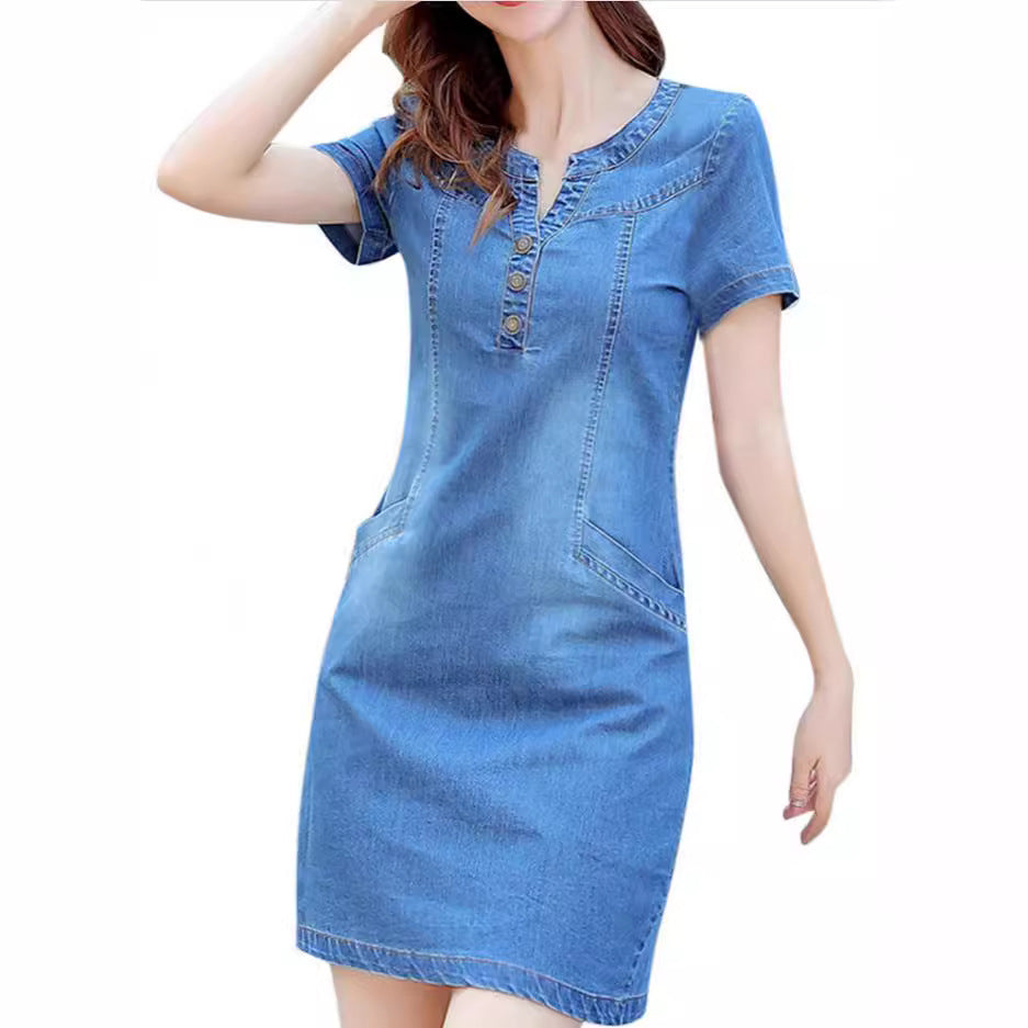 Women's Loose Straight Mid-length Denim Dress