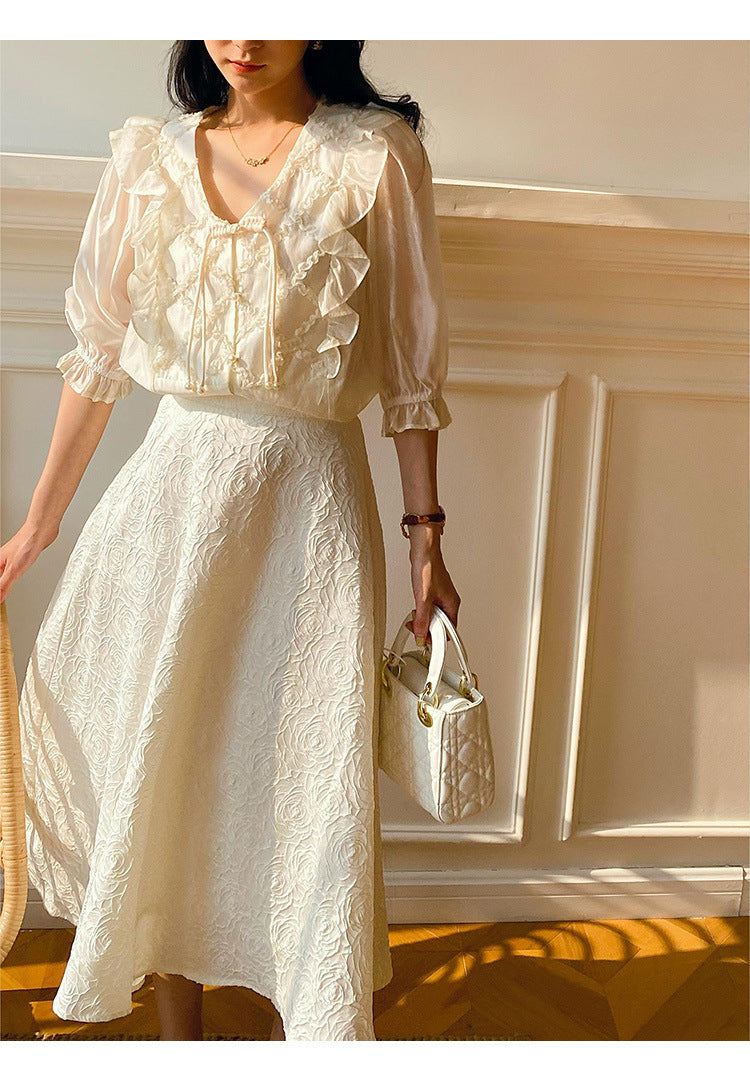 Artistic Women's Clothes Tencel Embroidered Shirt Women's Thin