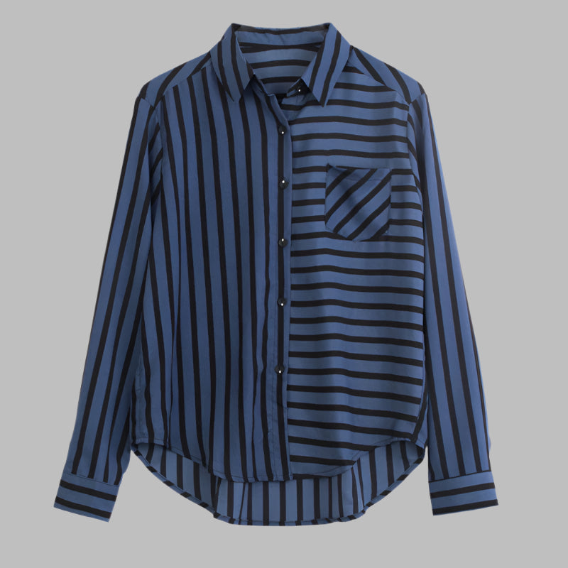 New Striped Chiffon Shirts Ladies Shirts Professional Wear Western Style