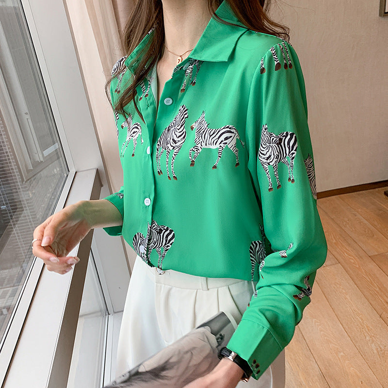 Fashion Printed Loose Slimming Long Sleeves Shirt Women's Shirt