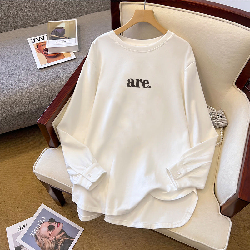 Spring And Autumn Bandage Dress Cotton Base Shirt Mid-length