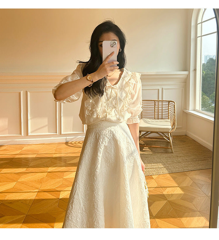 Artistic Women's Clothes Tencel Embroidered Shirt Women's Thin