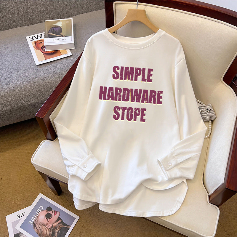 Spring And Autumn Bandage Dress Cotton Base Shirt Mid-length