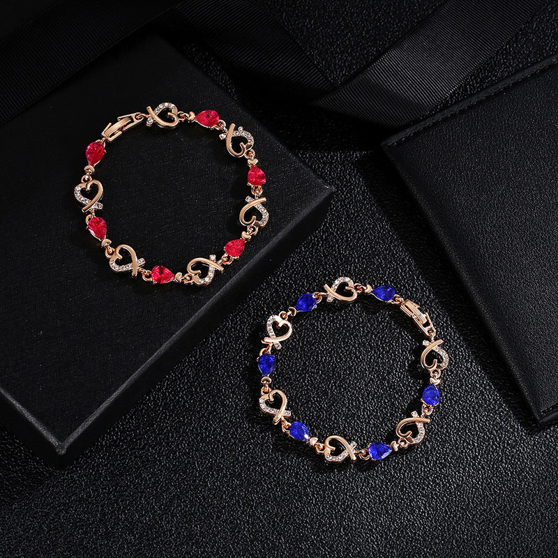 Hollow Love Bracelet With Rhinestones Heart-shaped Bracelet