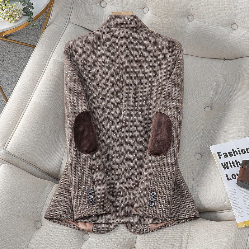 Women's Korean-style Houndstooth Design Small Suit Jacket