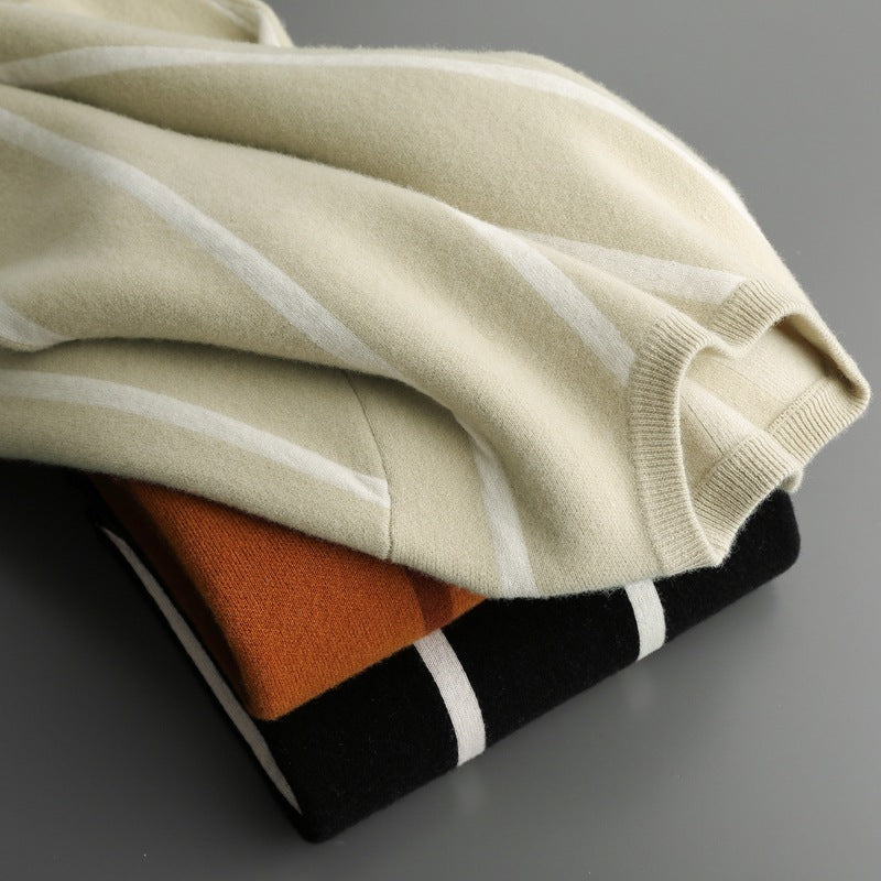 Men's Round Neck Autumn And Winter Thickening Knitted Sweater Loose Casual Wool Tops