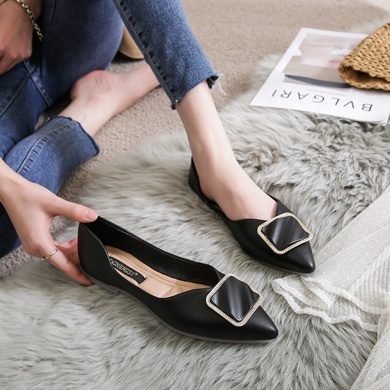 Women's Hollow Large Size Pointed Toe Flats