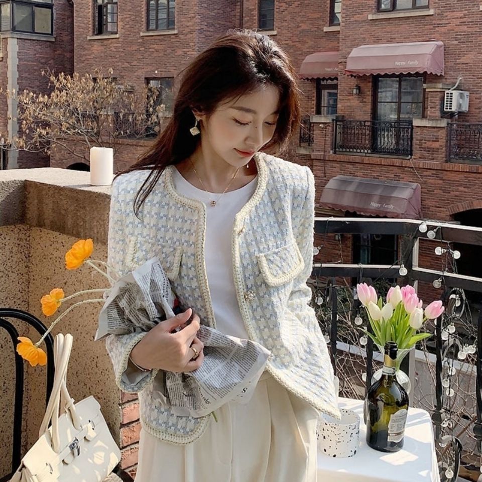 Tweed Jacket Spring And Autumn Ladies Short All-match Western Style Fried Street Top