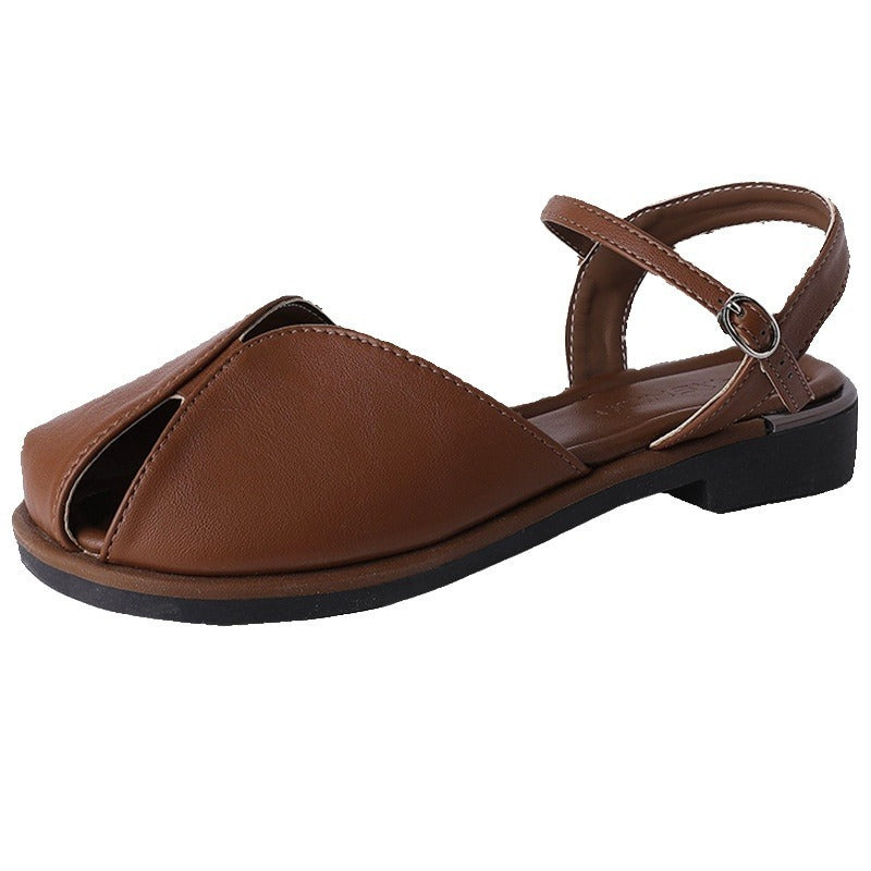 Maillard Style Closed Toe Flat Sandals