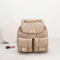 First Layer Cowhide Rhombus Chain Backpack Advanced Texture All-matching