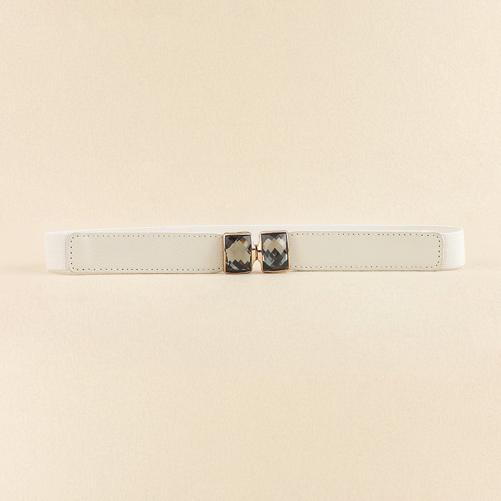 New Diamond-encrusted Women's Elastic Elastic Belt Rhinestones Shiny All-matching Fine Belt Perforation-free Multi-color Skirt Suit Waist Decoration