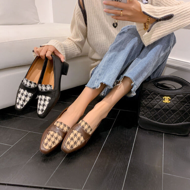 Stylish Vintage Leather Plaid Sandals
