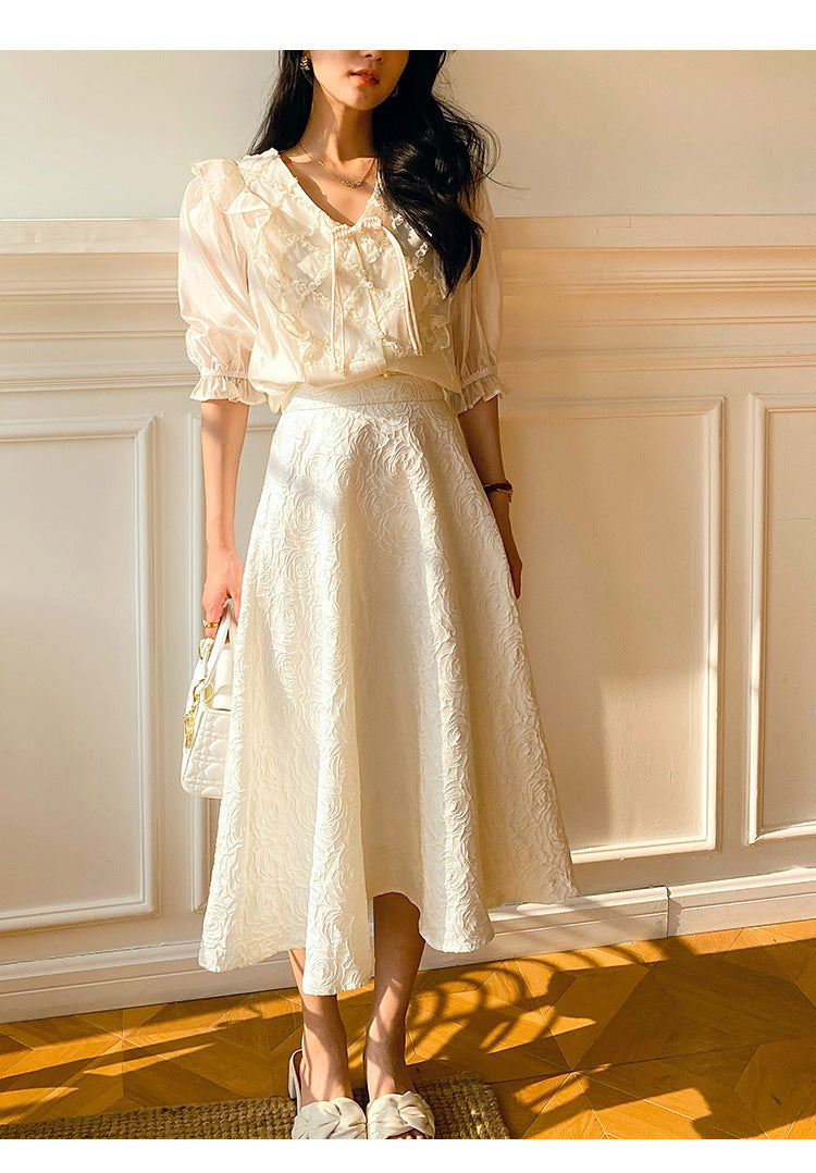 Artistic Women's Clothes Tencel Embroidered Shirt Women's Thin