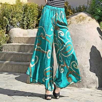 Women's high waist drape large size wide leg pants