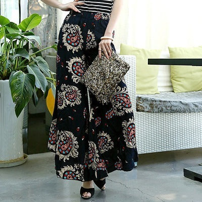 Women's high waist drape large size wide leg pants