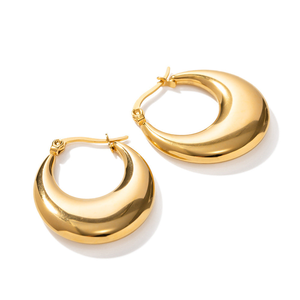 18K Gold Stainless Steel U-shaped Earrings