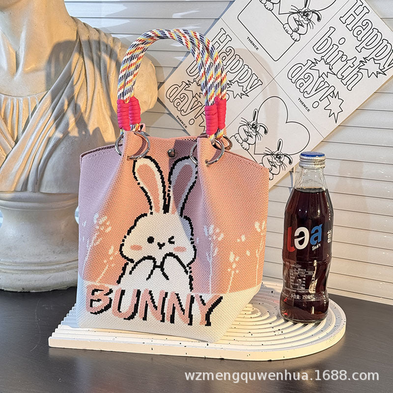 Knitted Buckle Bag Portable Large Capacity