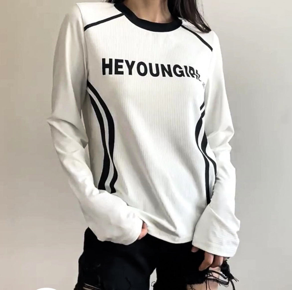 Fashion Tops Women Letter Print Casual Knitted Female Autumn And Winter Loose