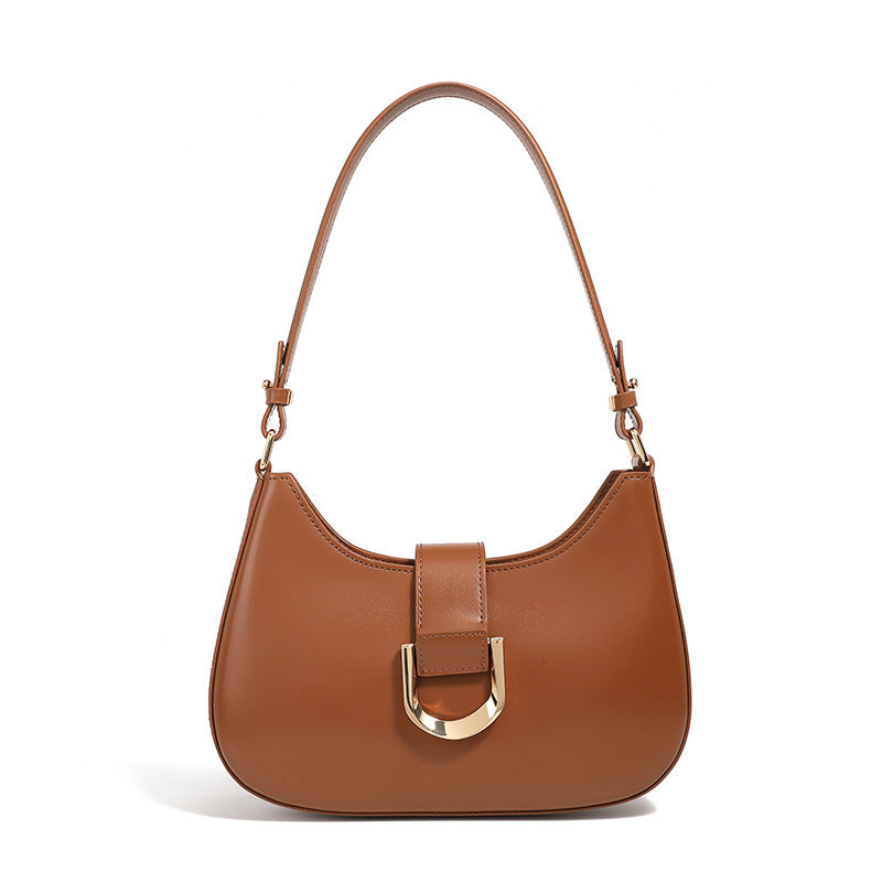 Special-interest Design High-grade Cowhide Baguette Bag