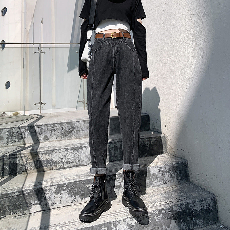 Ladies Fashion Korean Style Stretch Straight Jeans