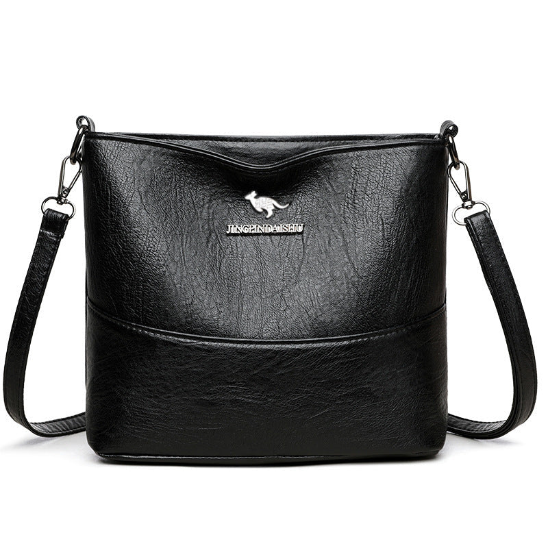 New Stylish Good Texture Soft Leather Wide Strap Crossbody Bag