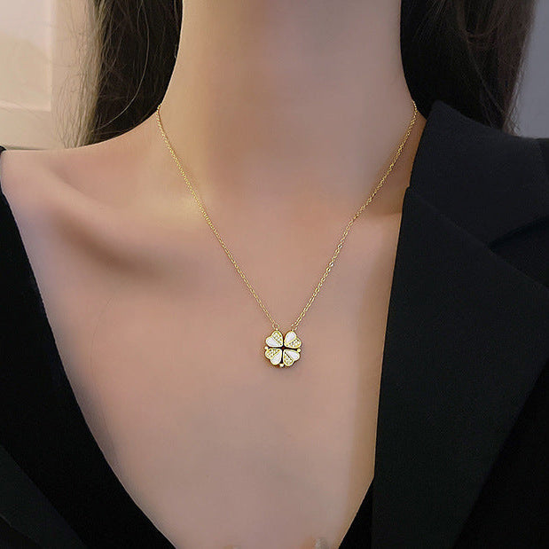 Luxury Four Leaf Clover/Hearts Pendant Necklace - Check video