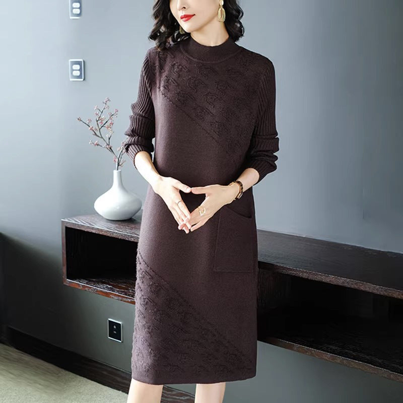 Knitted Dress Women's Bottoming Shirt Inner Wear Woolen Skirt