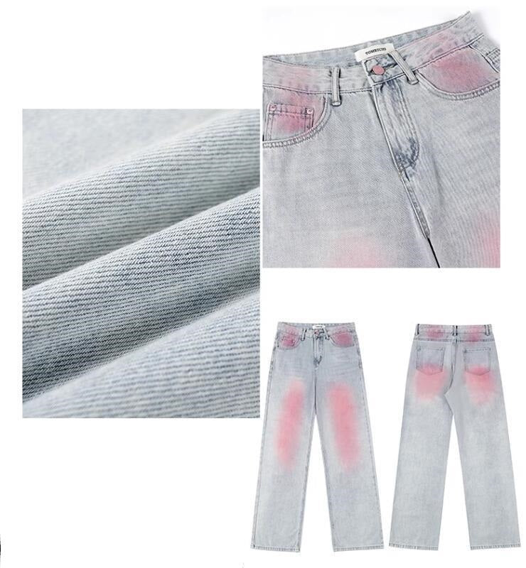 American Retro Graffiti Gradient Design Dopamine Wear Straight-leg Trousers Tide