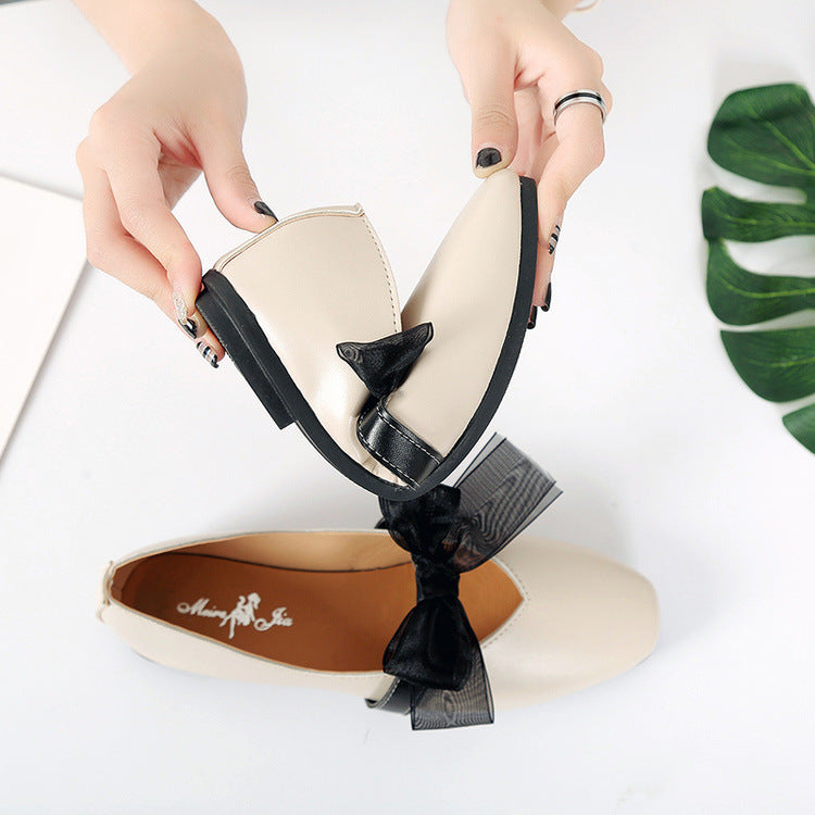 Bow tie flat casual women's shoes