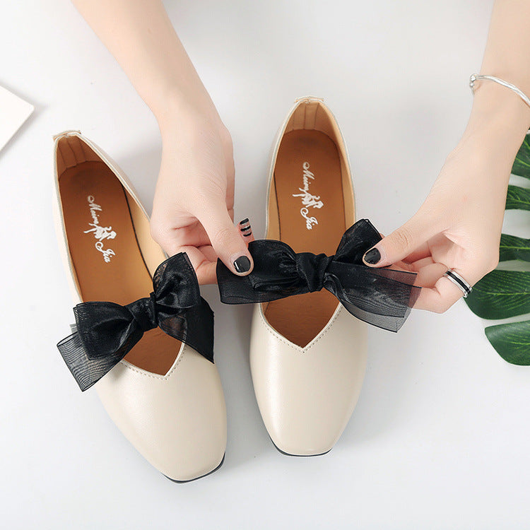 Bow tie flat casual women's shoes