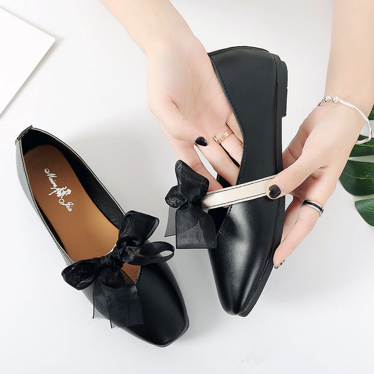 Bow tie flat casual women's shoes