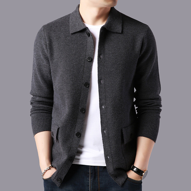 Lapel Cardigan Men's Wool Sweater
