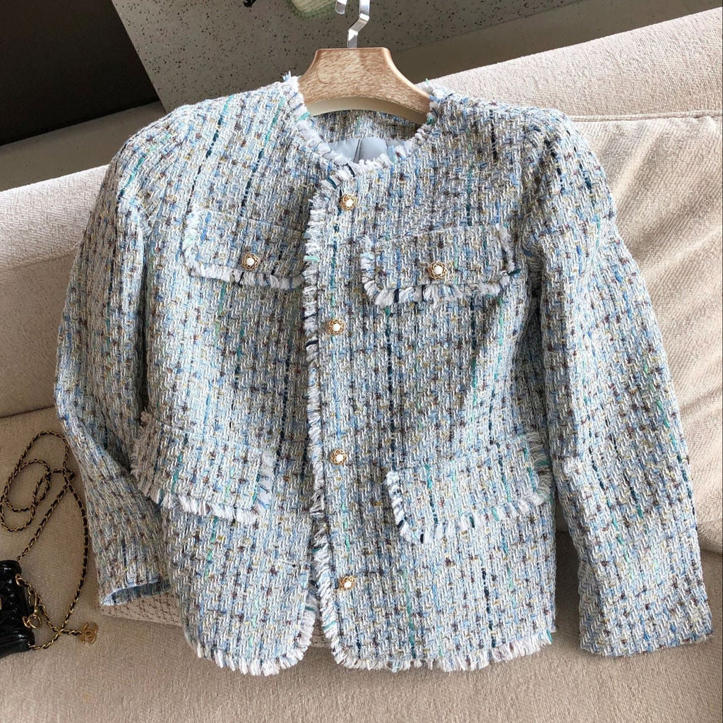 Rough Edged Tweed Casual Coat