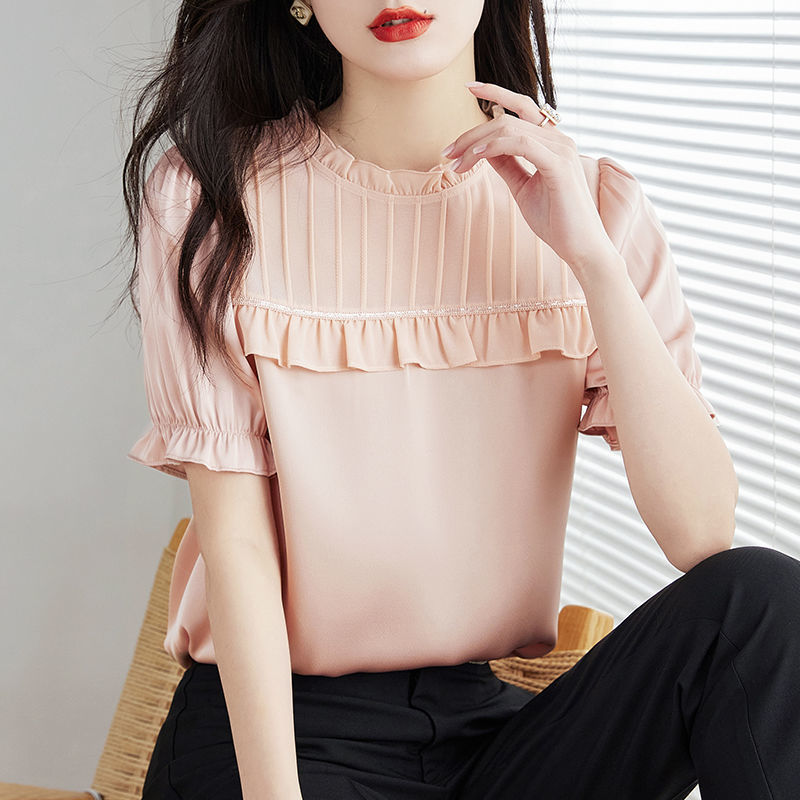 Western Style Beautiful Chiffon Shirt Spring And Summer Loose Design Comfortable Chic Small Shirt Top Women