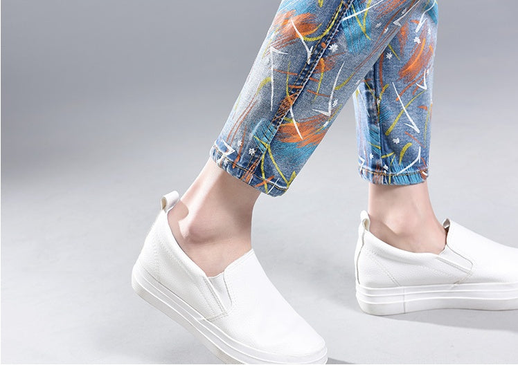 High waist painted printed harem pants