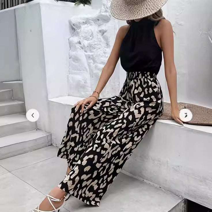 Women's Printed Casual Elastic Loose Straight-leg Pants