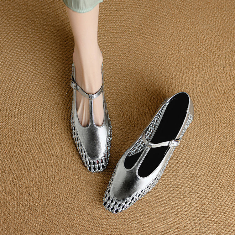 Mid Heel Authentic Leather Silver Mary Jane Shoes Sandals New